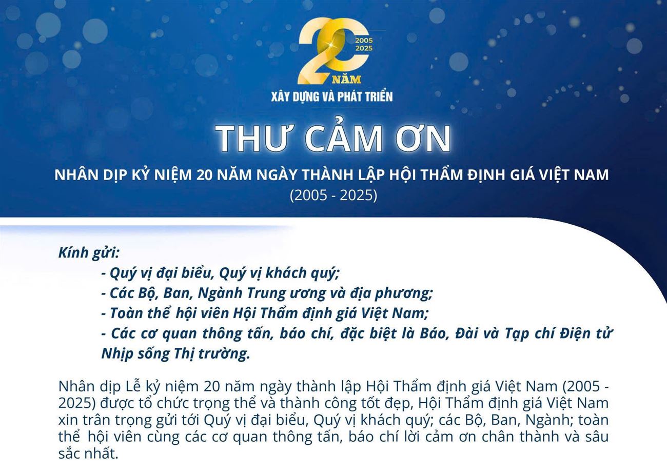 CPA VIETNAM Receives a Letter of Appreciation from the Vietnam Valuation Association