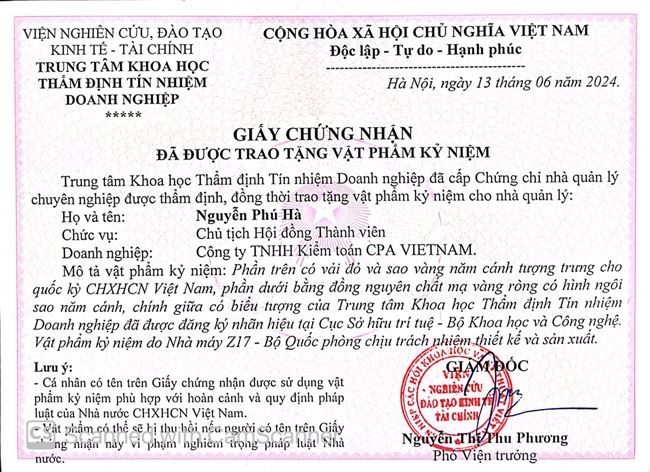 CÔNG TY TNHH KIỂM TOÁN CPA VIETNAM - TOP 10 DOANH NGHIỆP TÍN NHIỆM NHẤT VIỆT NAM